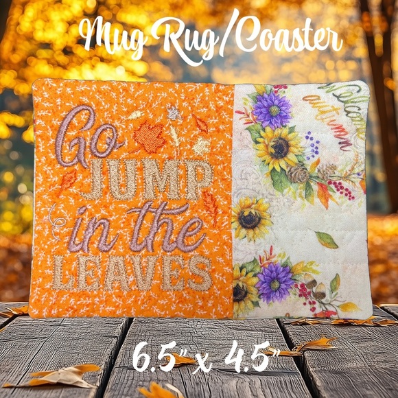 Hand Crafted Mug Rug Coaster Embroidered Cotton Fabric Padded Absorbs Liquid - Picture 4 of 5